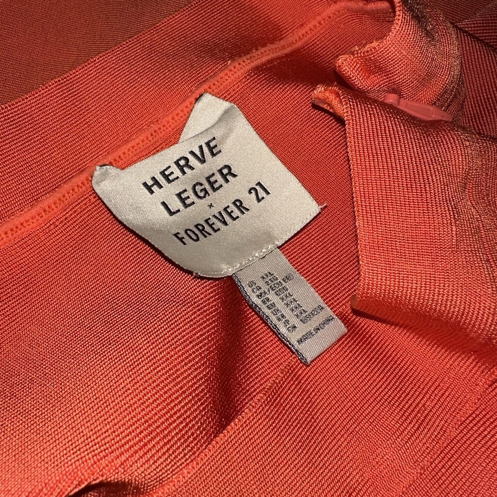 Herve Leger X Forever 21 Flamingo Orange Bandage Skirt Size Small XXL - Picture 5 of 5